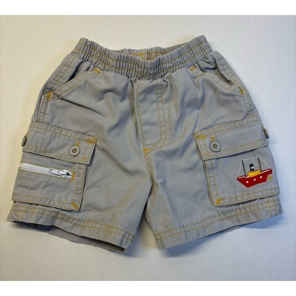 Vintage Le Top Gray Sailboat Cargo Shorts (18 Mon) vintage kids clothes